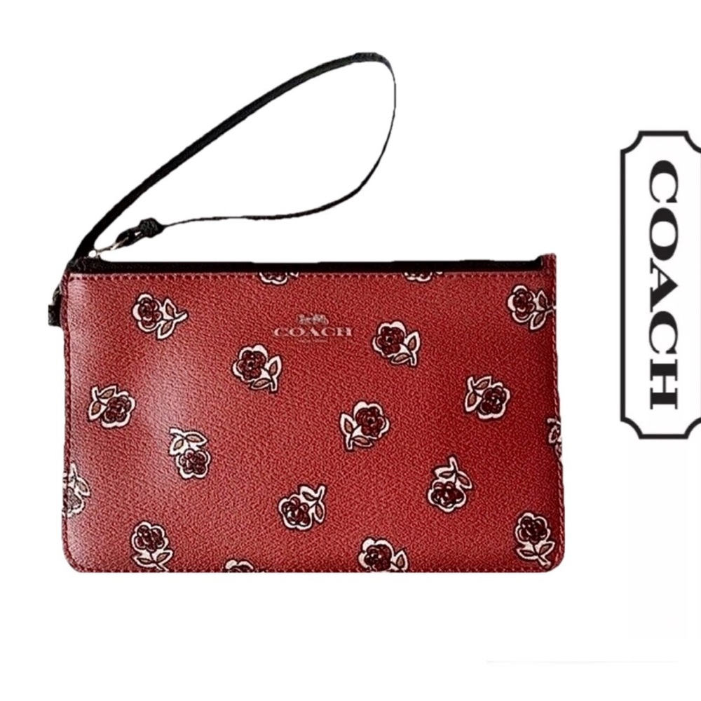 COACH  Woman’s Small Sienna Rose Print Wristlet Wallet Bag